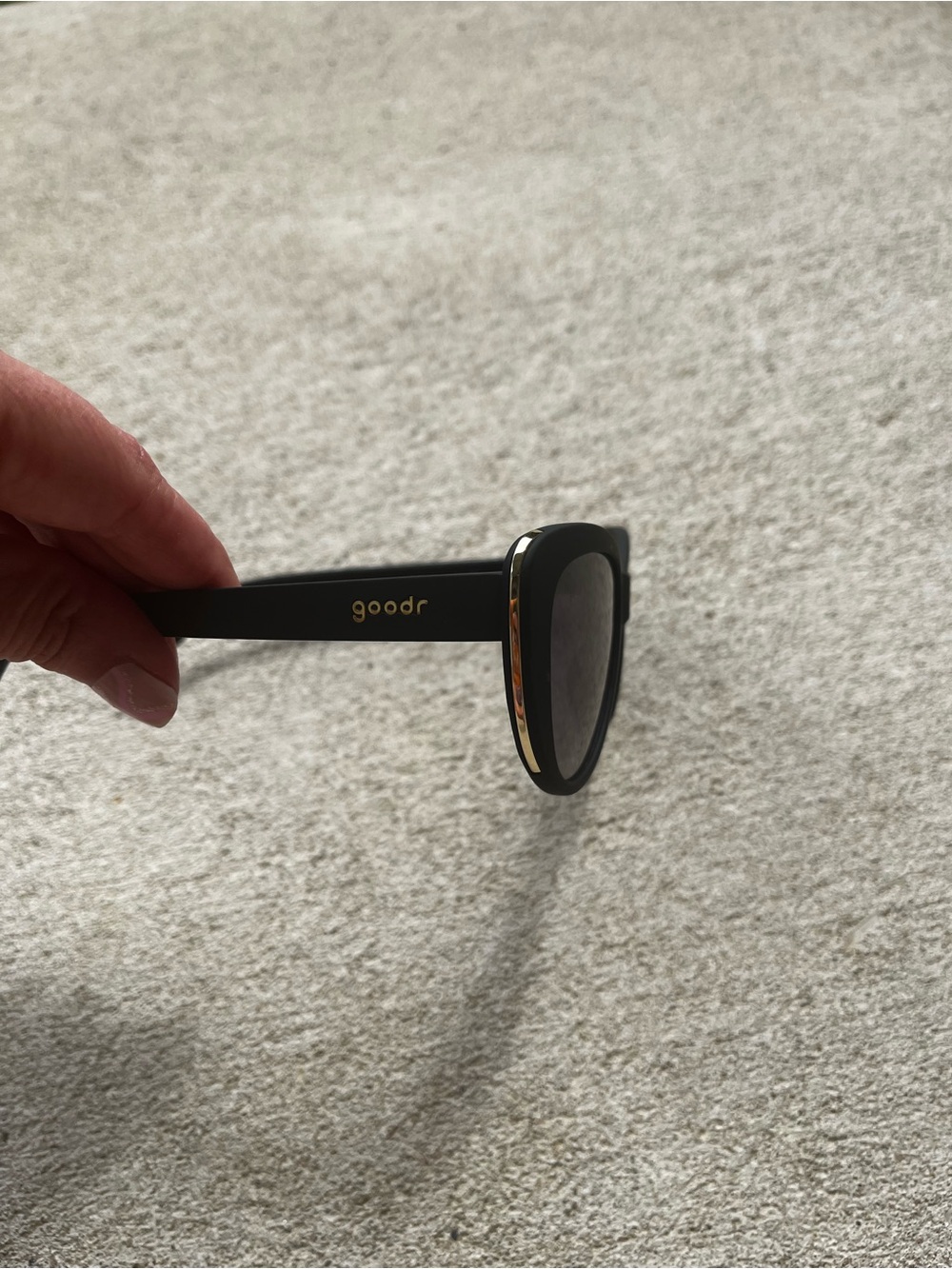 Goodr Black with Gold Accent Cat Eye Women's Sunglasses - Stylish and Sporty - Picture 2 of 4